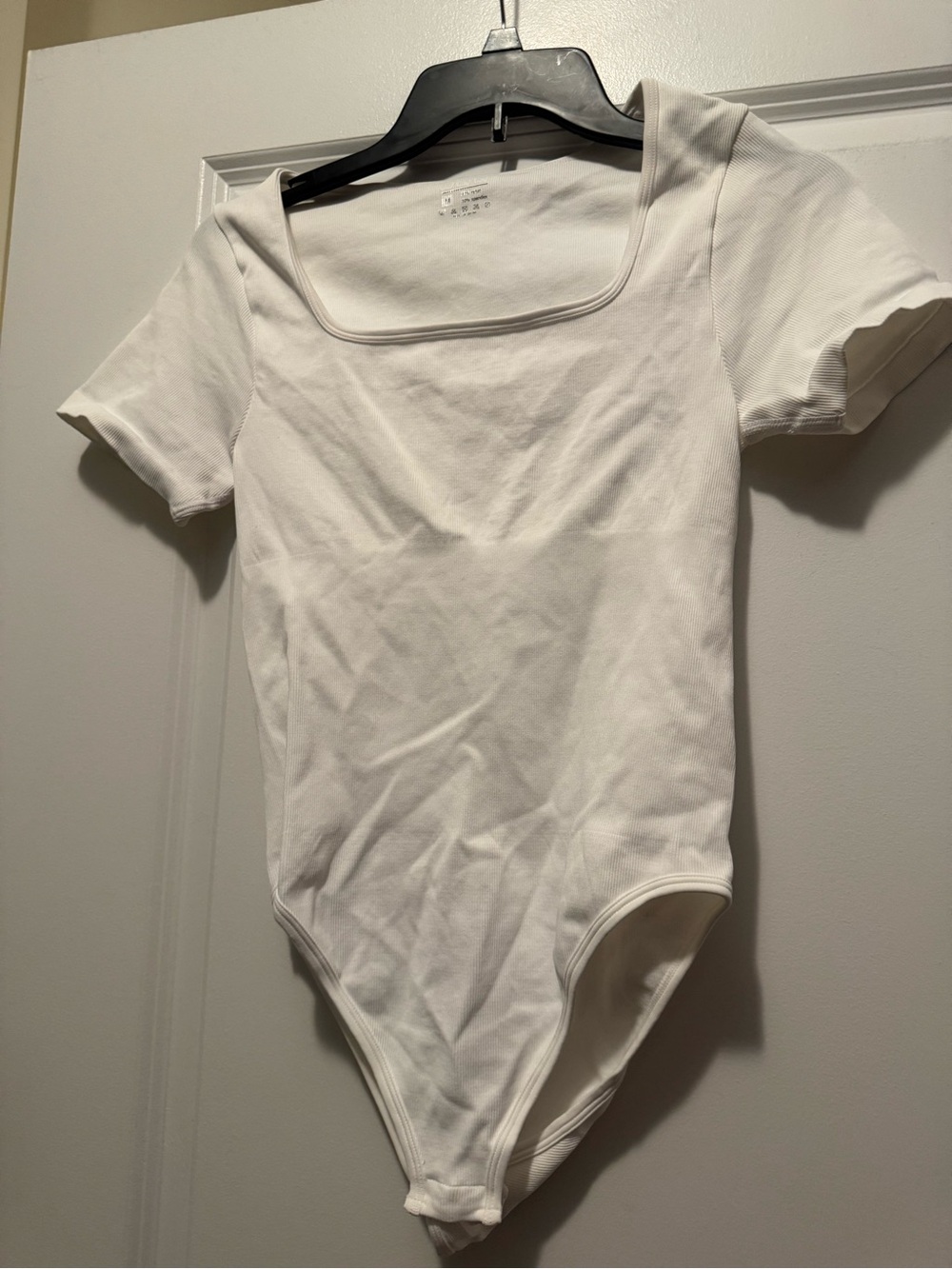 White Short-Sleeve Scoop Neck Bodysuit